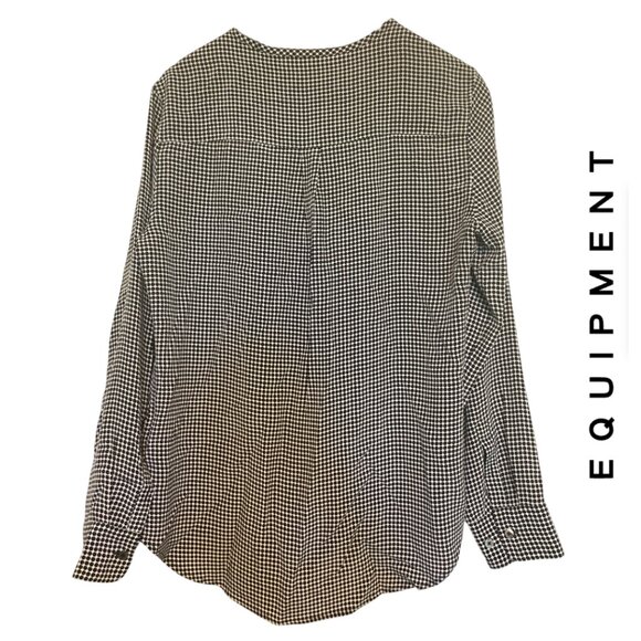 EQUIPMENT | Black and Cream Polka Dot Silk Shirt, Size L - Picture 3 of 5